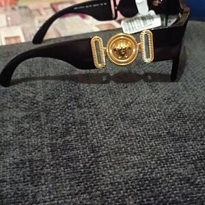 Burberry Black Sunglasses with Gold Medallion Detail